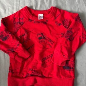 Carter's Red Sweatshirt with Navy Vehicle Print